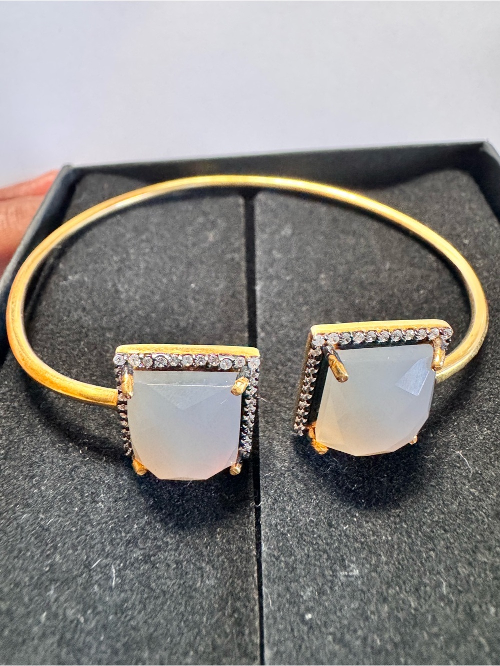 Gray Chalcedony CZ 925 Sterling Silver Bangles